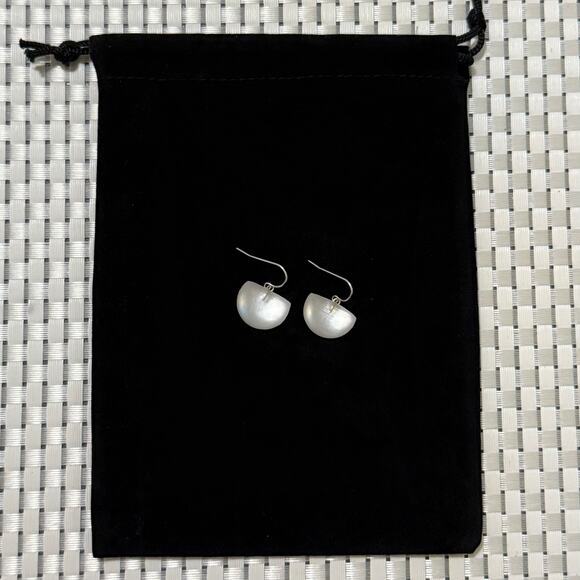 Rare HTF Alexis Bittar Hand Carved Clear White Lucite Half Circle Earrings - Picture 6 of 10